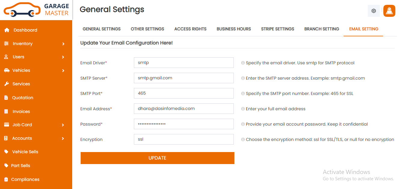 Business Hours Settings