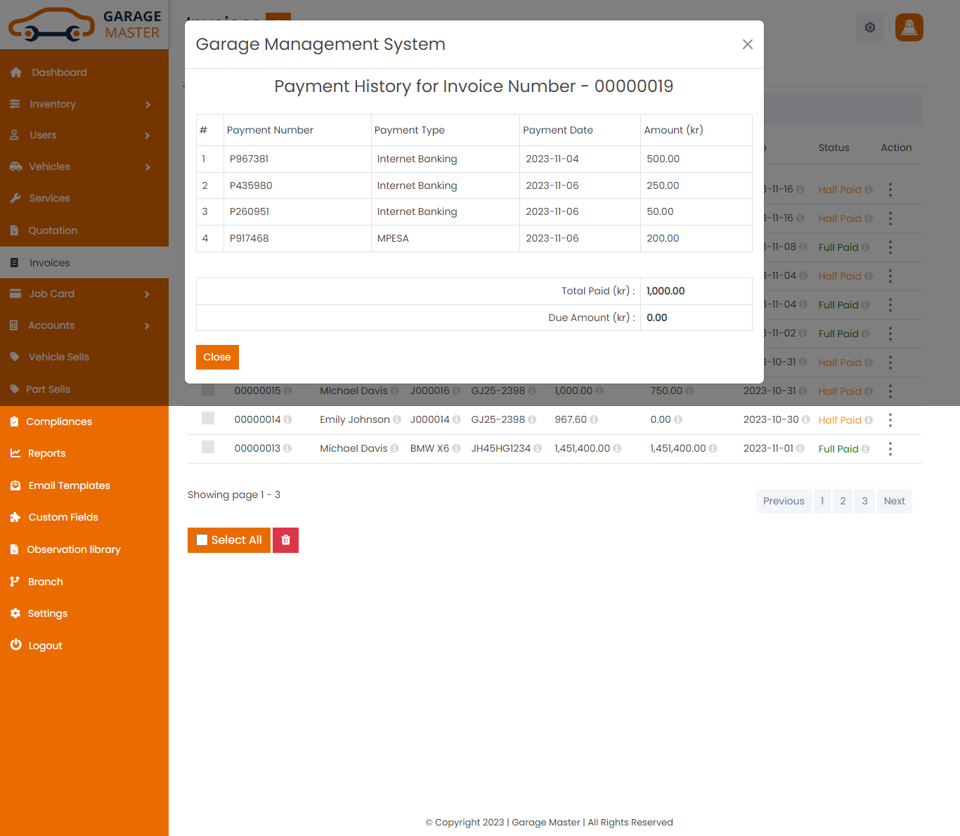 invoice view