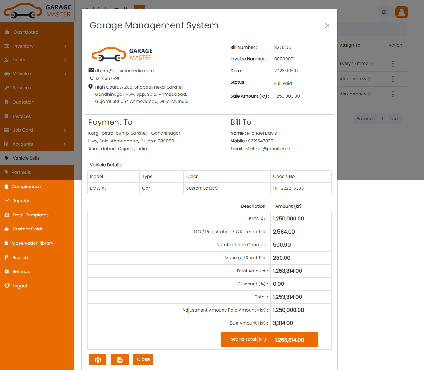 invoice view