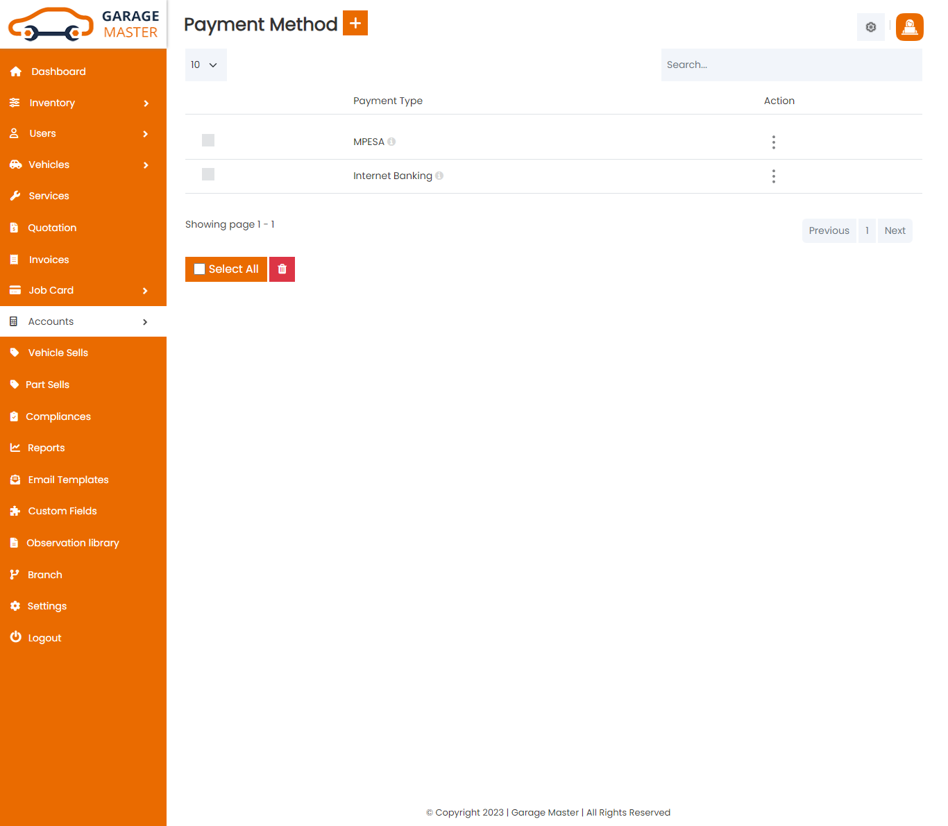 payment type List