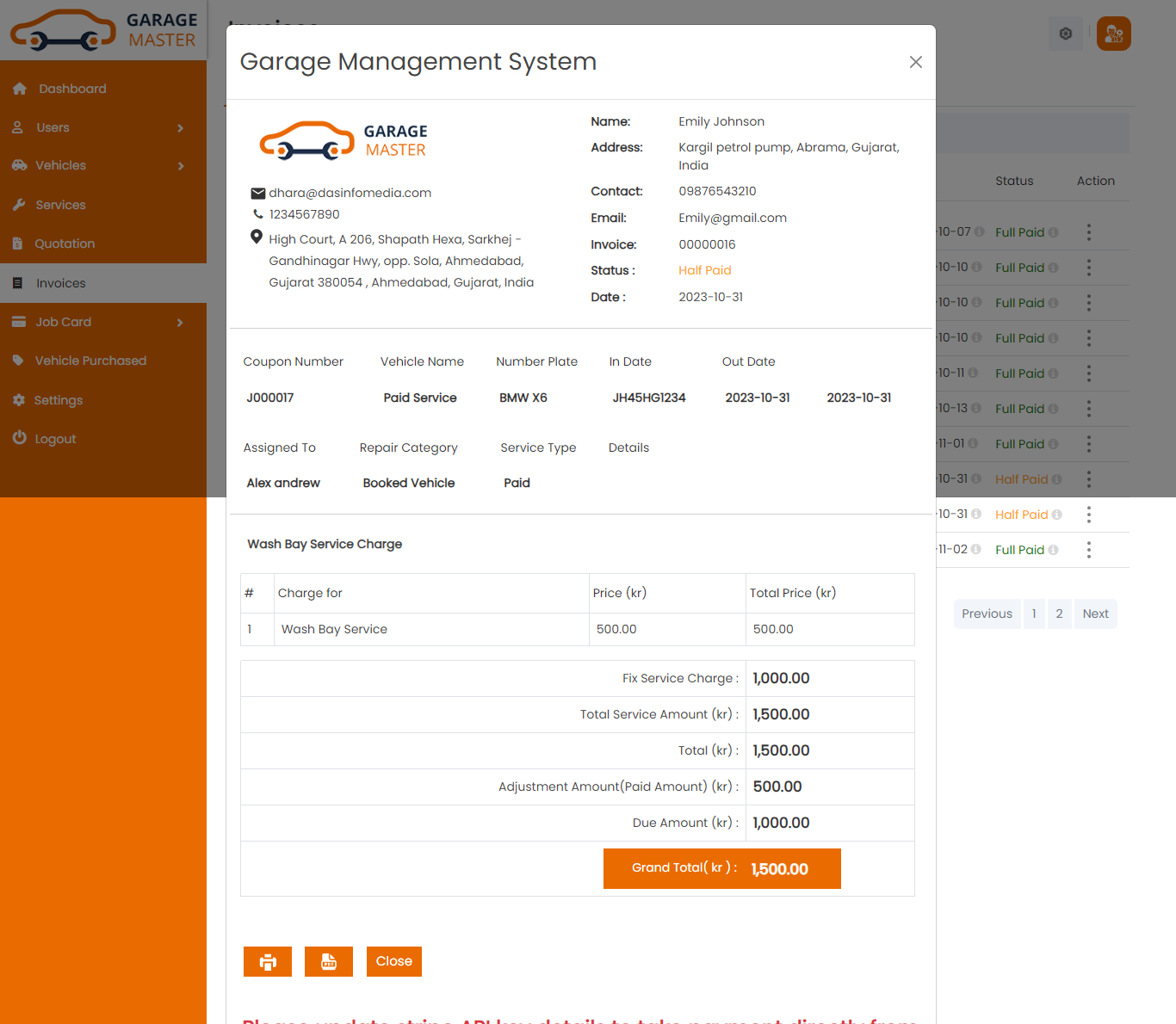 invoice view