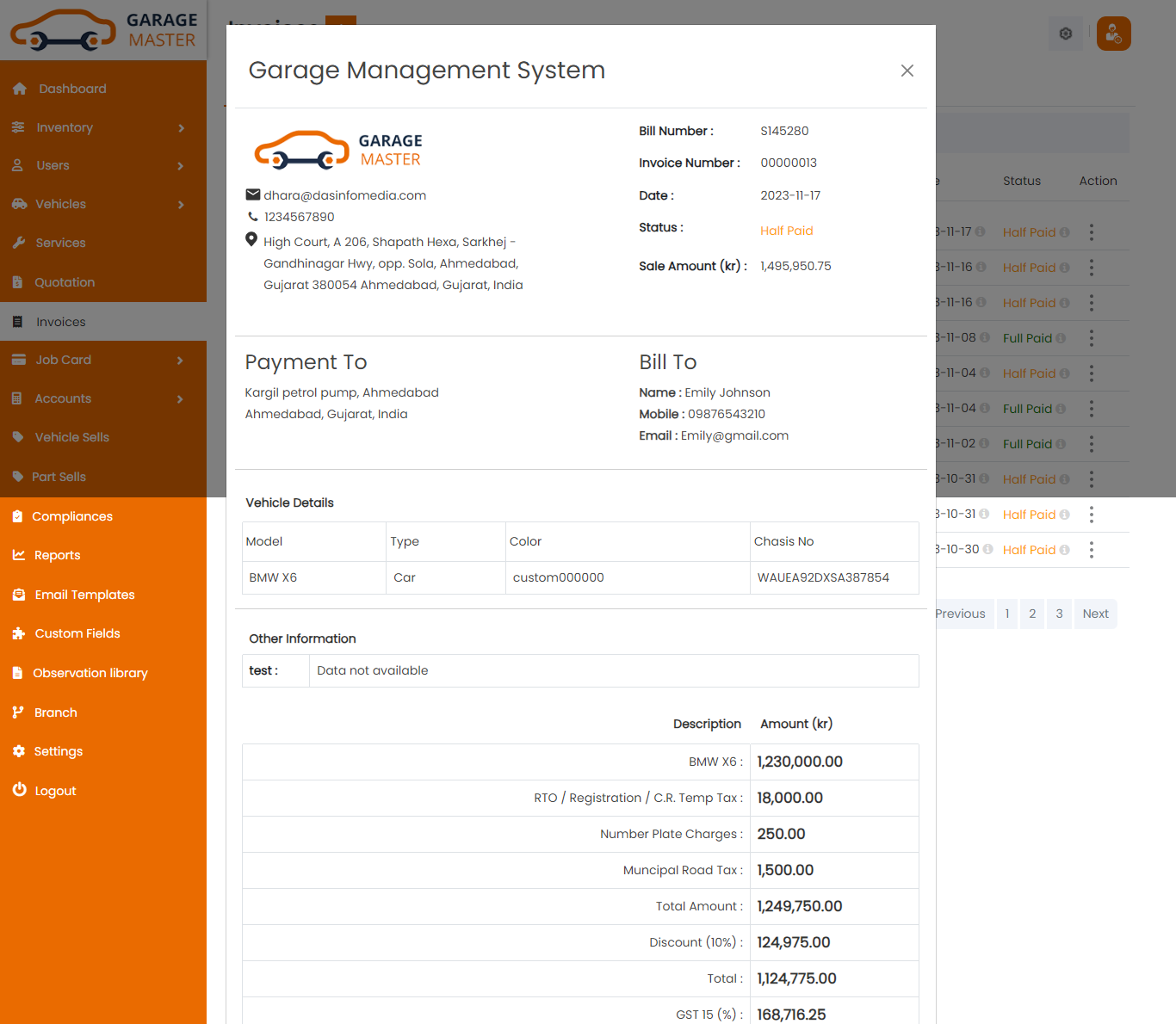 invoice view