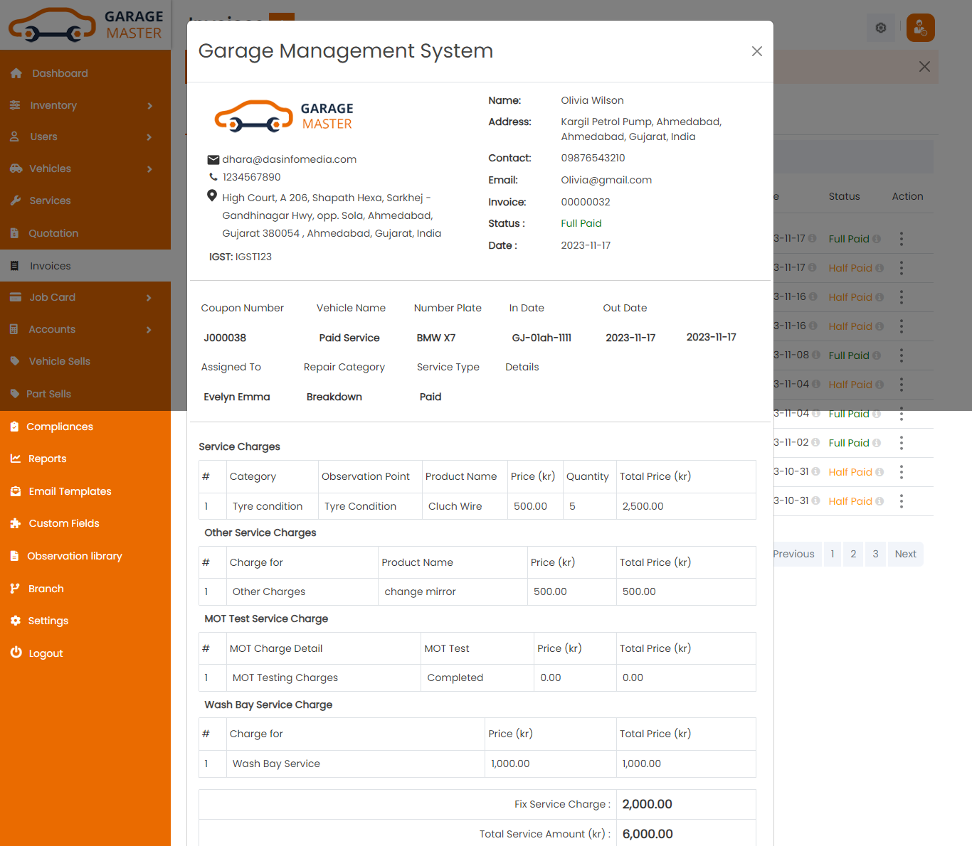 invoice view