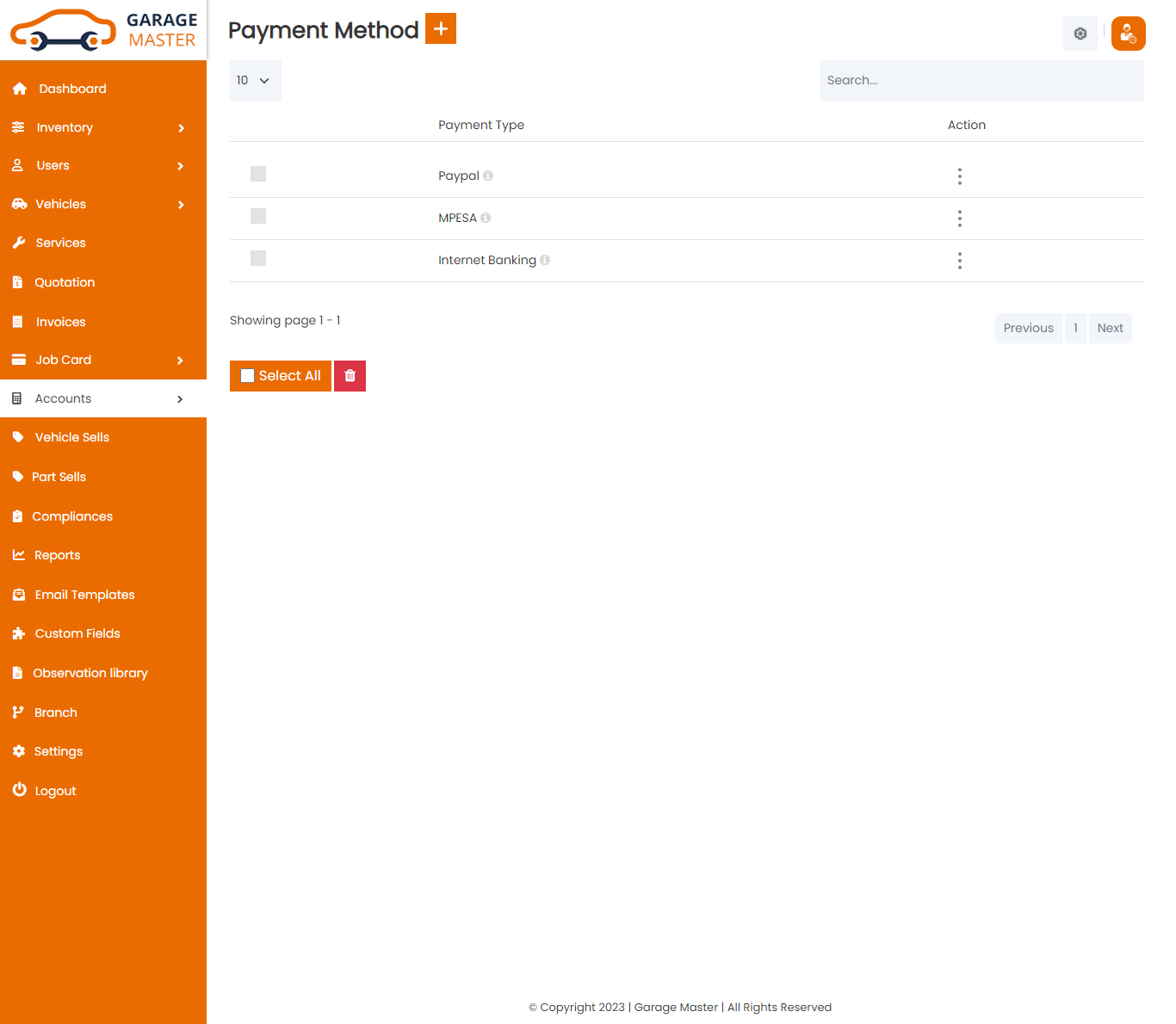 payment type List