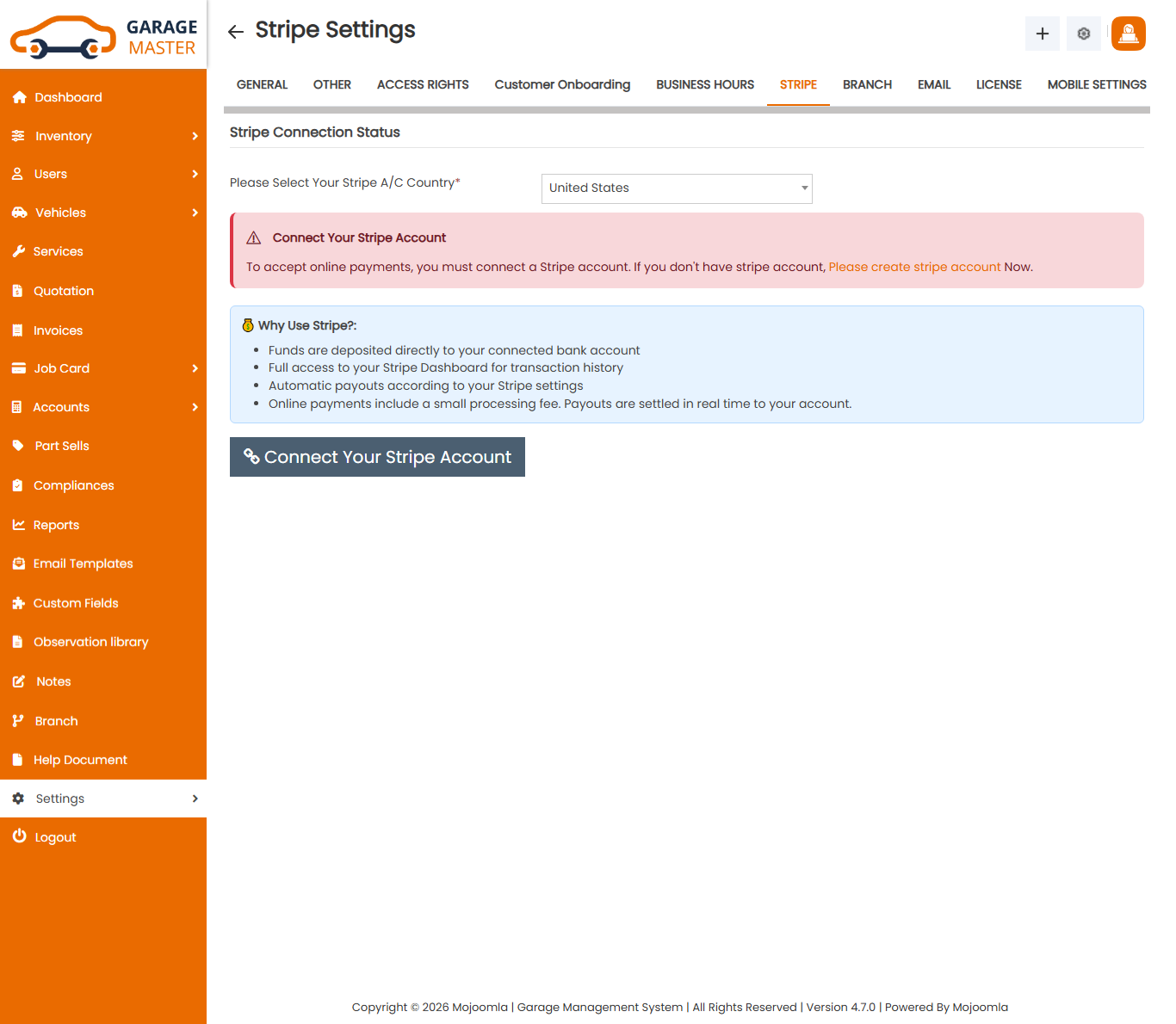 Stripe Connect - United States