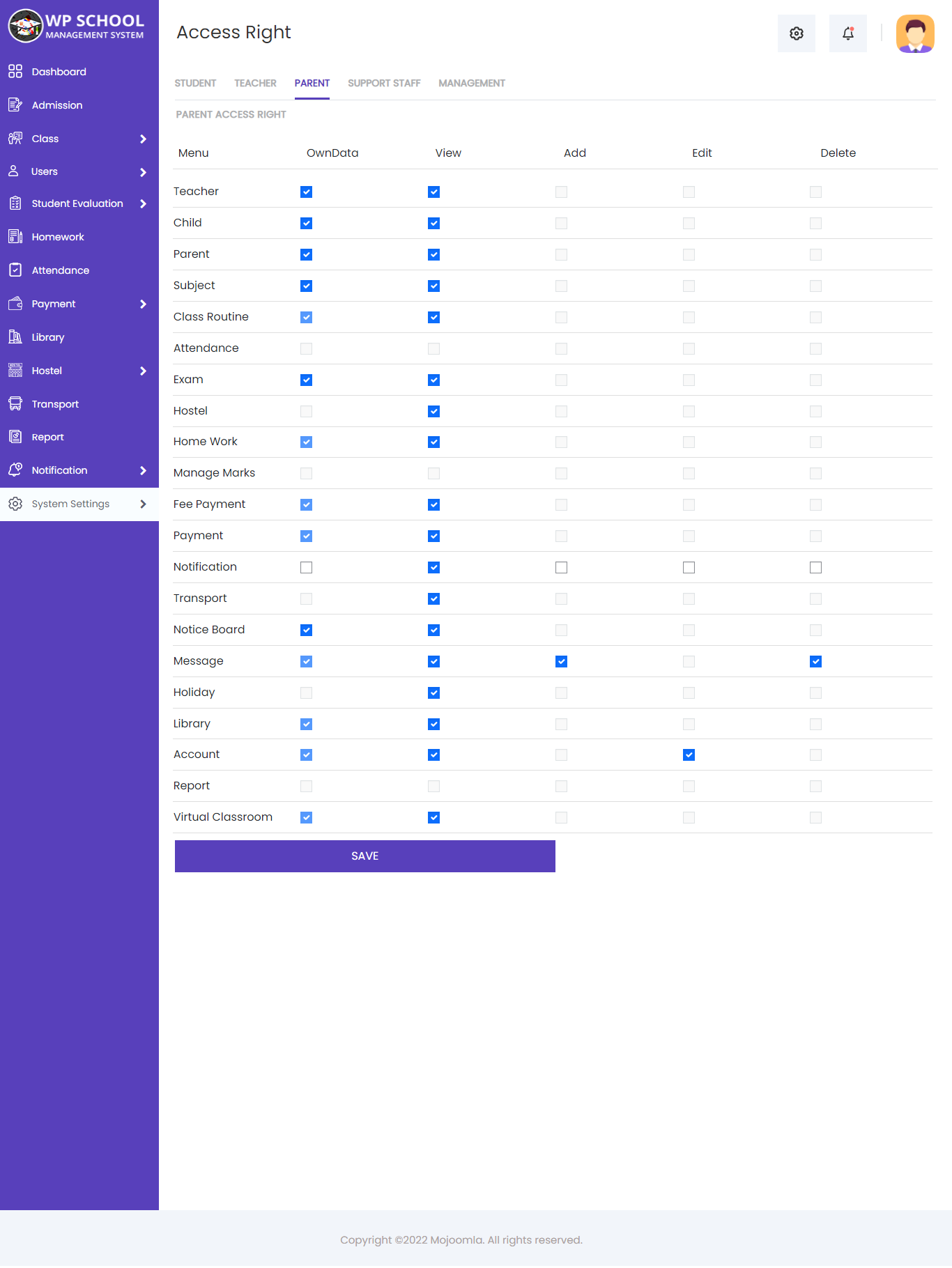 display content of the invoice