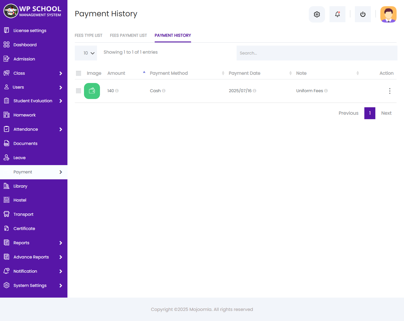 display content of the invoice