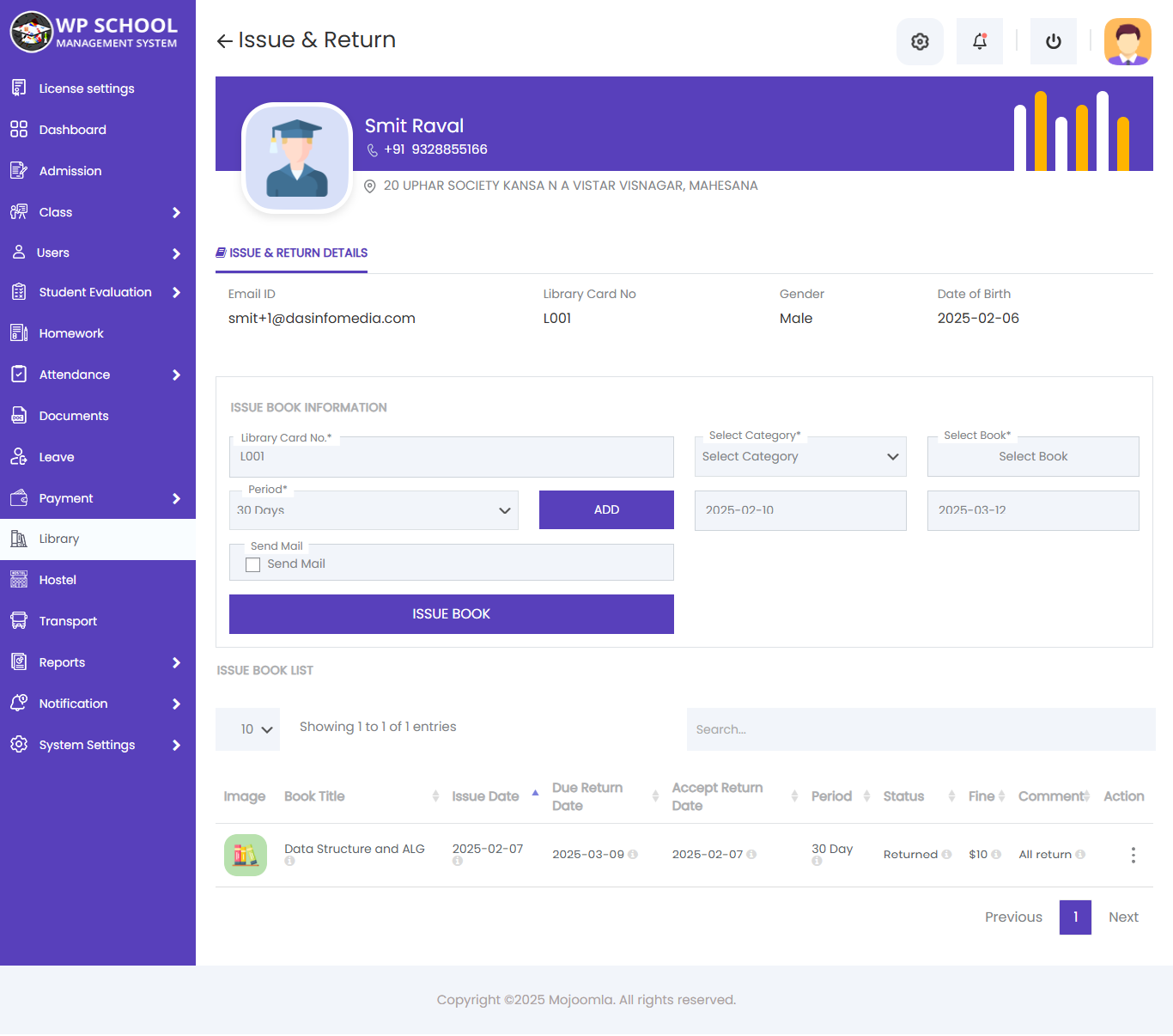 display content of the invoice