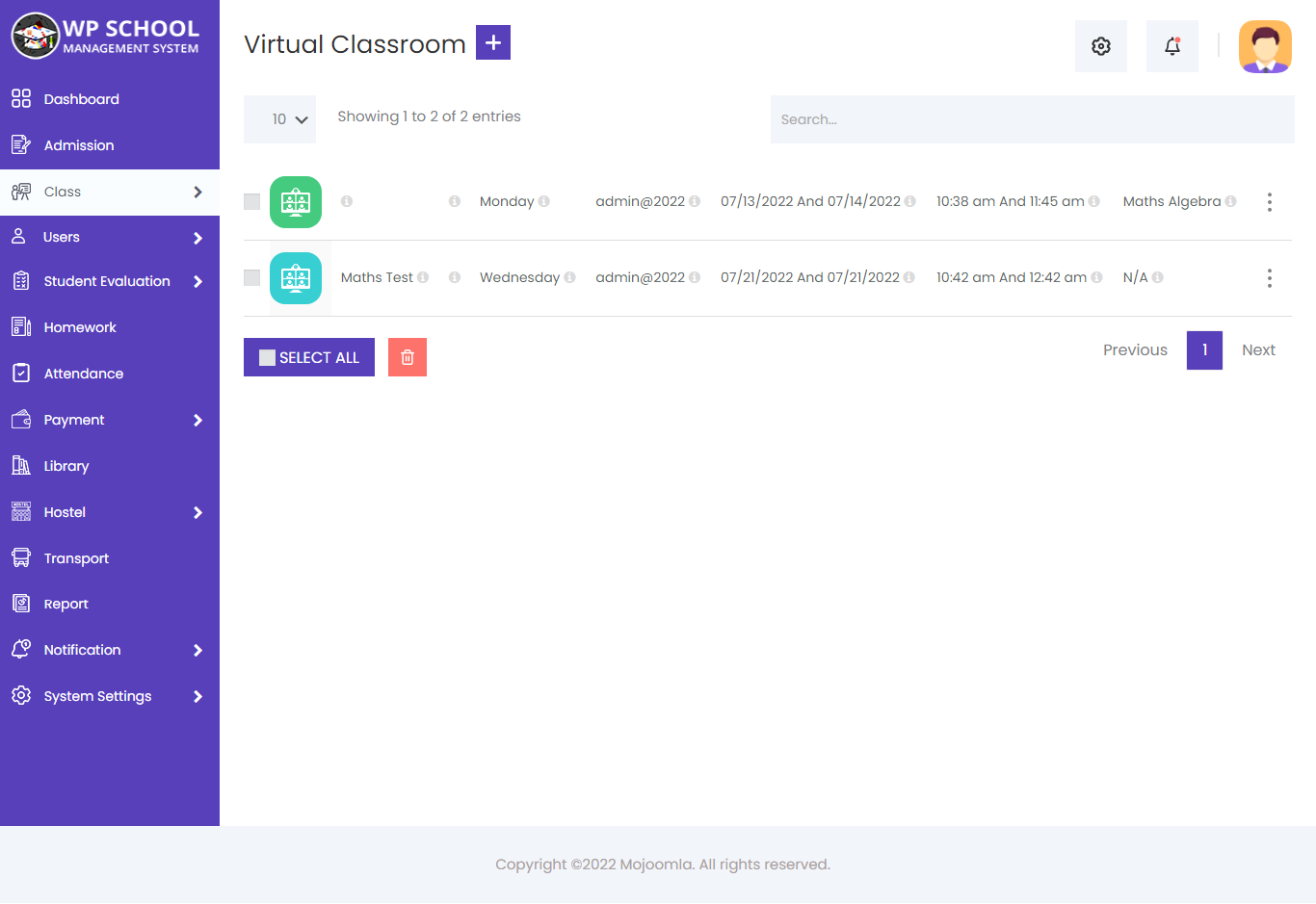 display content of the invoice