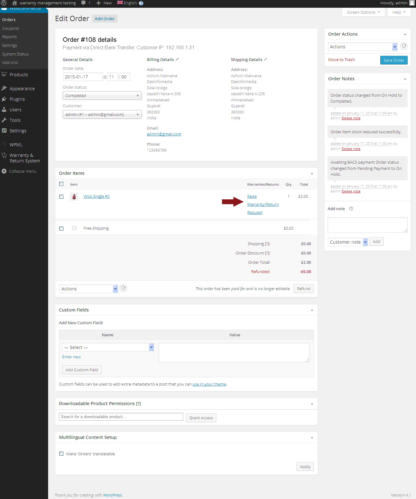 Raise Request by Admin