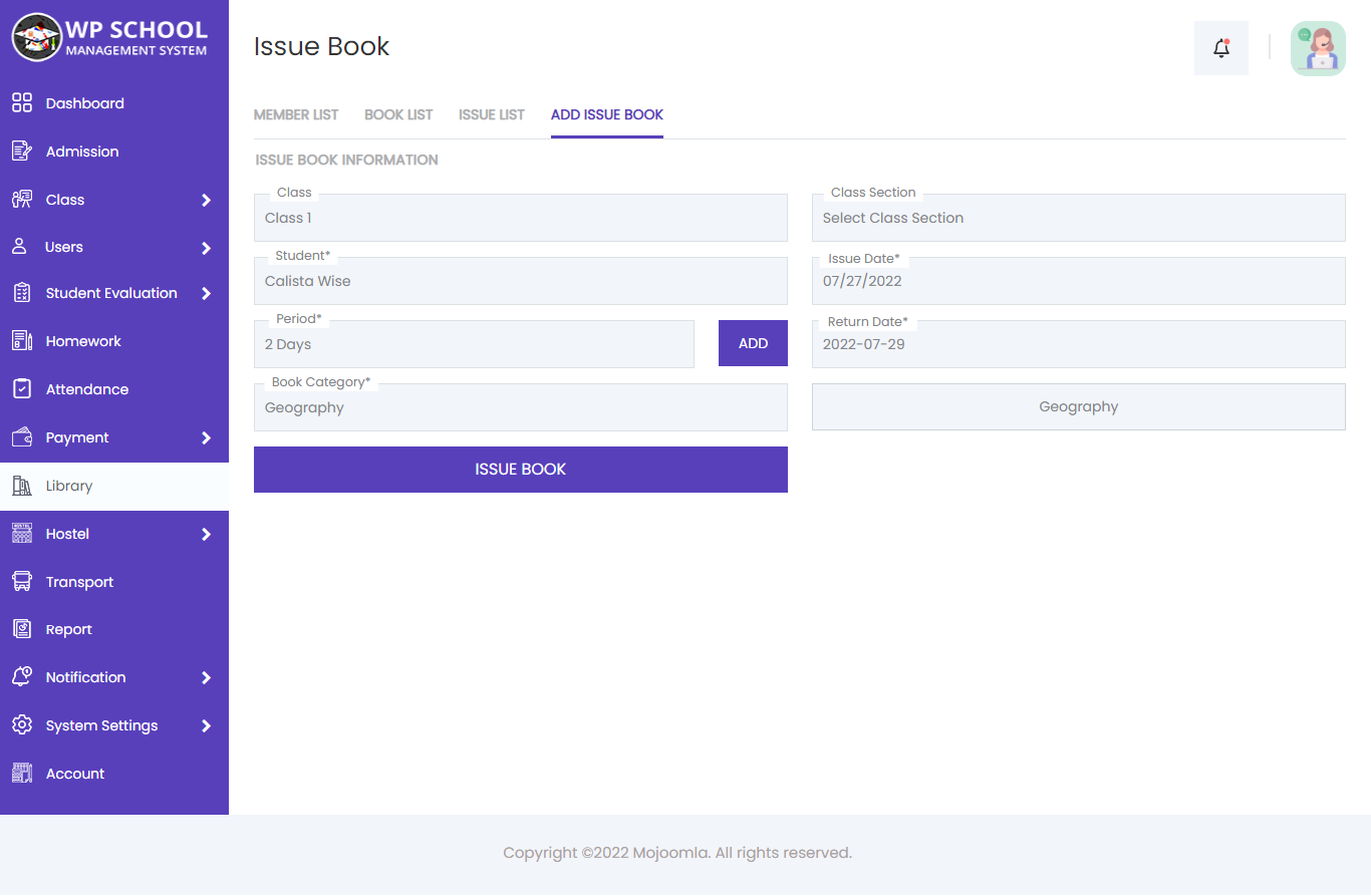 display content of the invoice