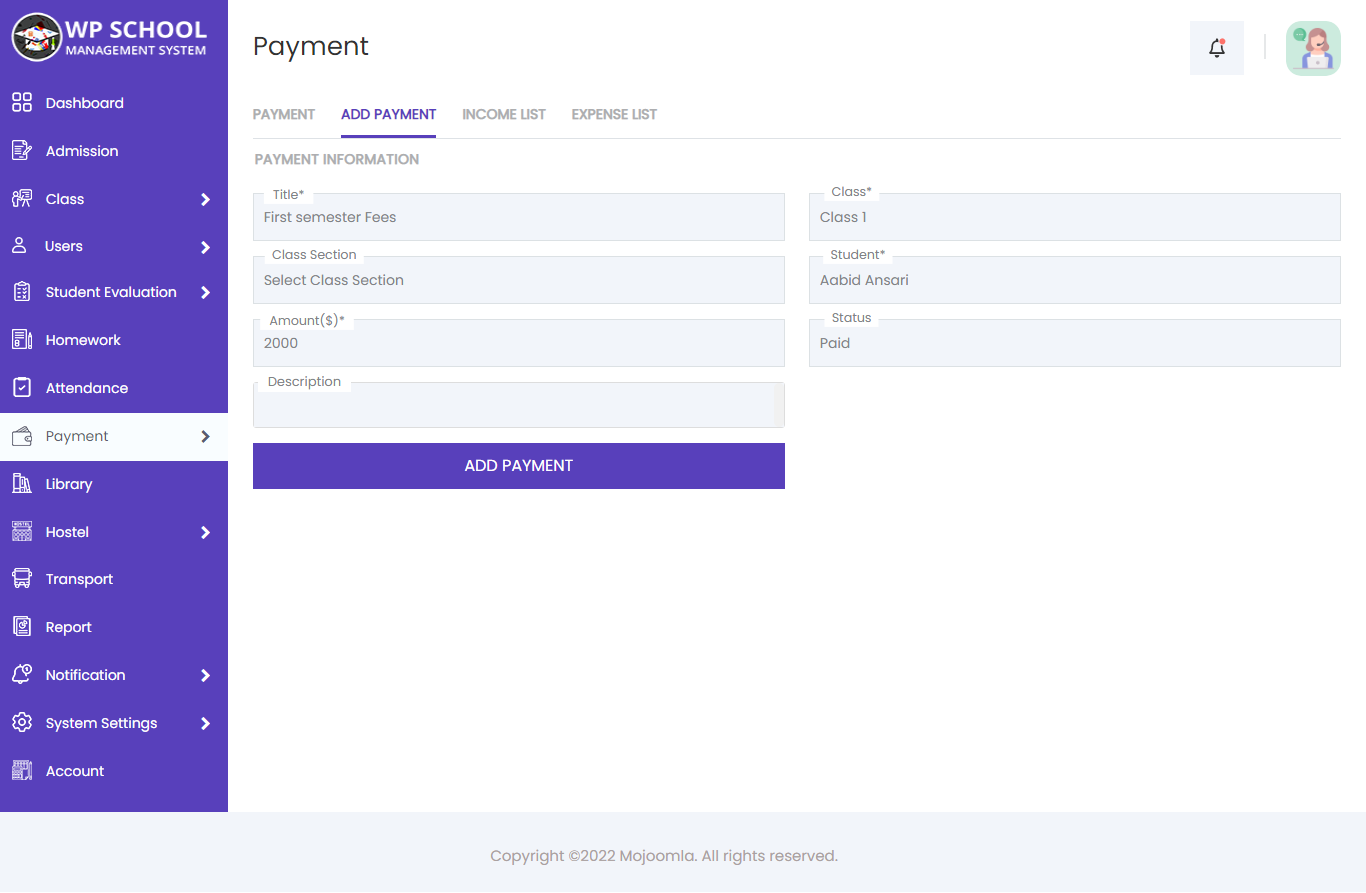 Staff — Payment List